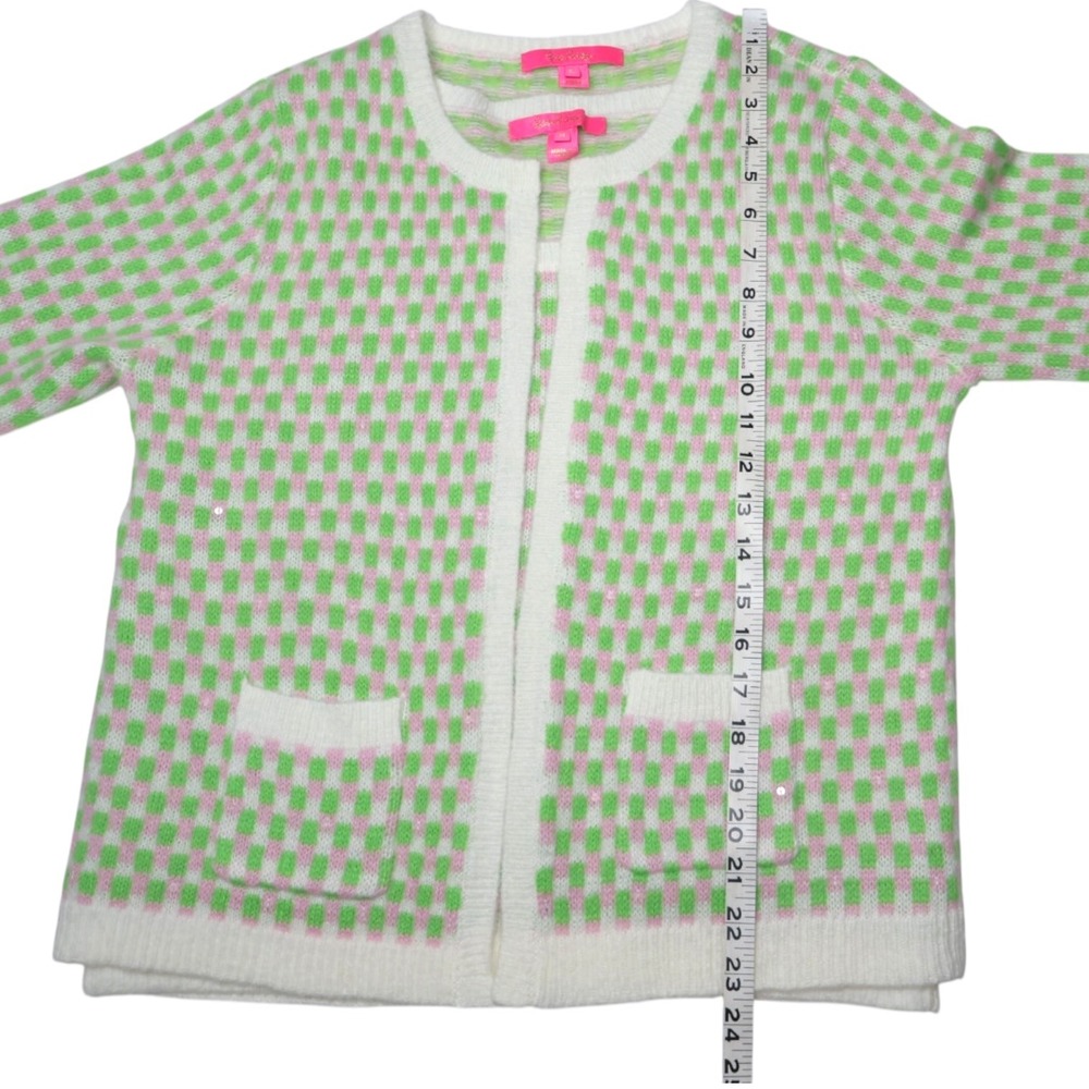 LILLY PULITZER Viera Sweater Set Orb Green Check Jacquard Size Medium - Picture 14 of 14